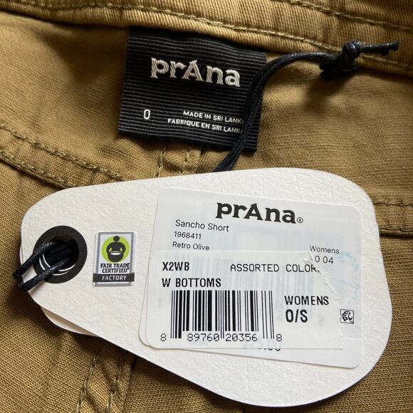 Prana Sancho 4" Short Womens 0 Retro Olive Mid Rise Garment Dyed Raw Hem Stretch - Picture 7 of 13